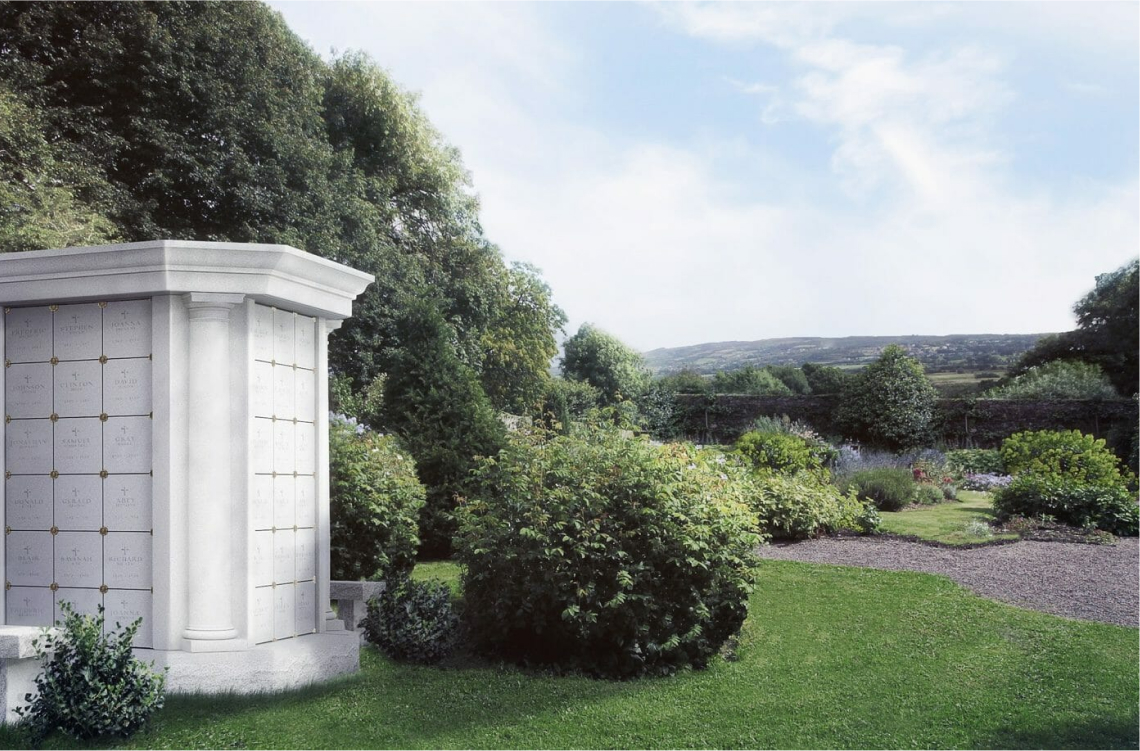 A columbarium in a memorial garden