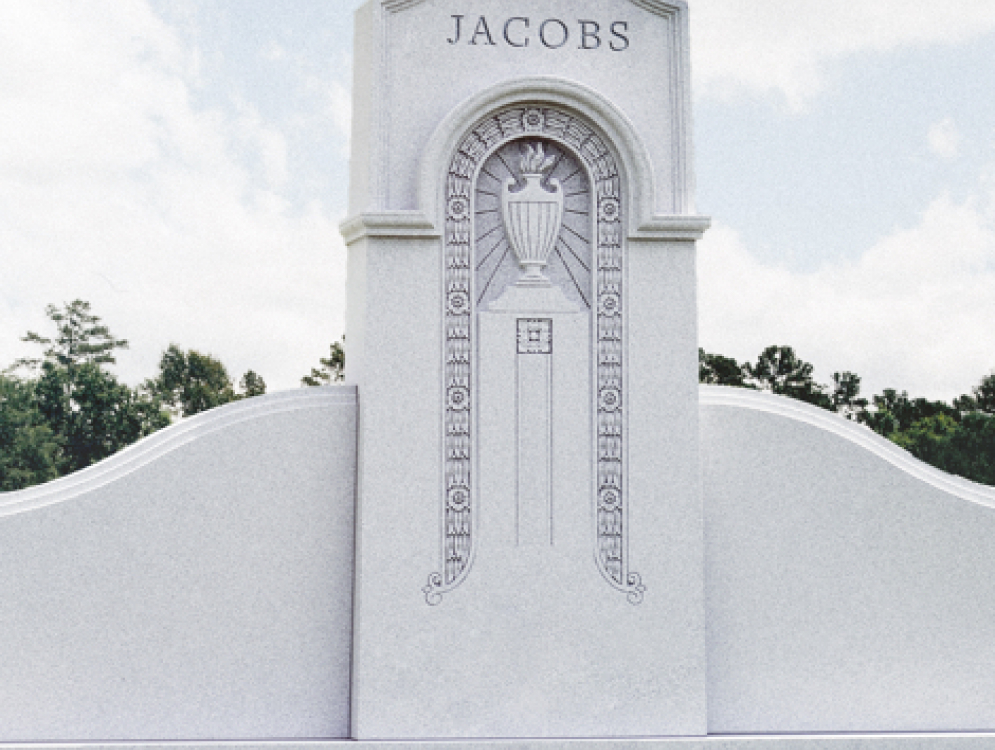 Stone mausoleum in a cemetery.