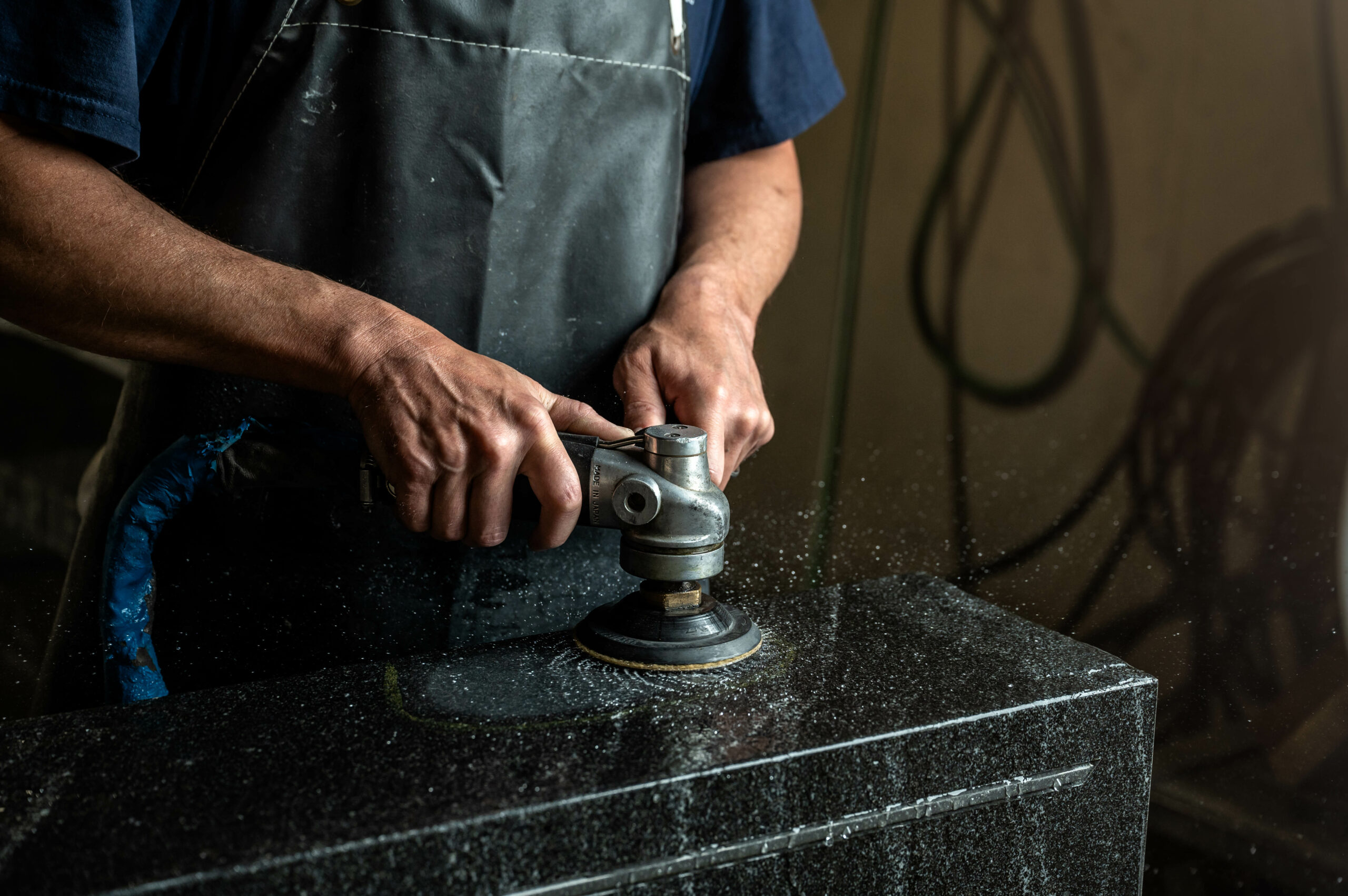 Headstone polishing.