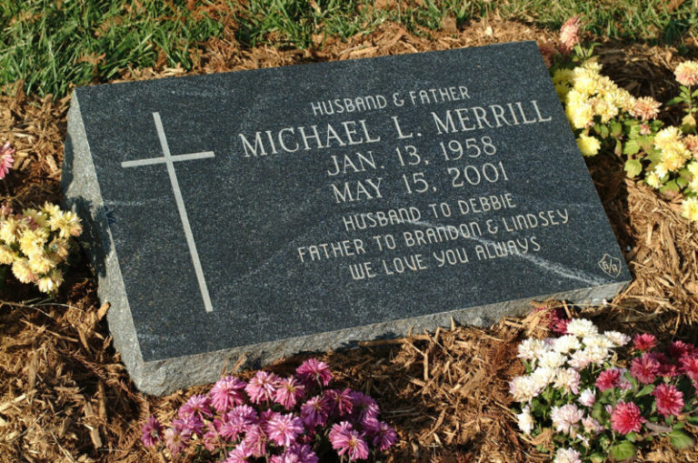 Flat granite grave marker.