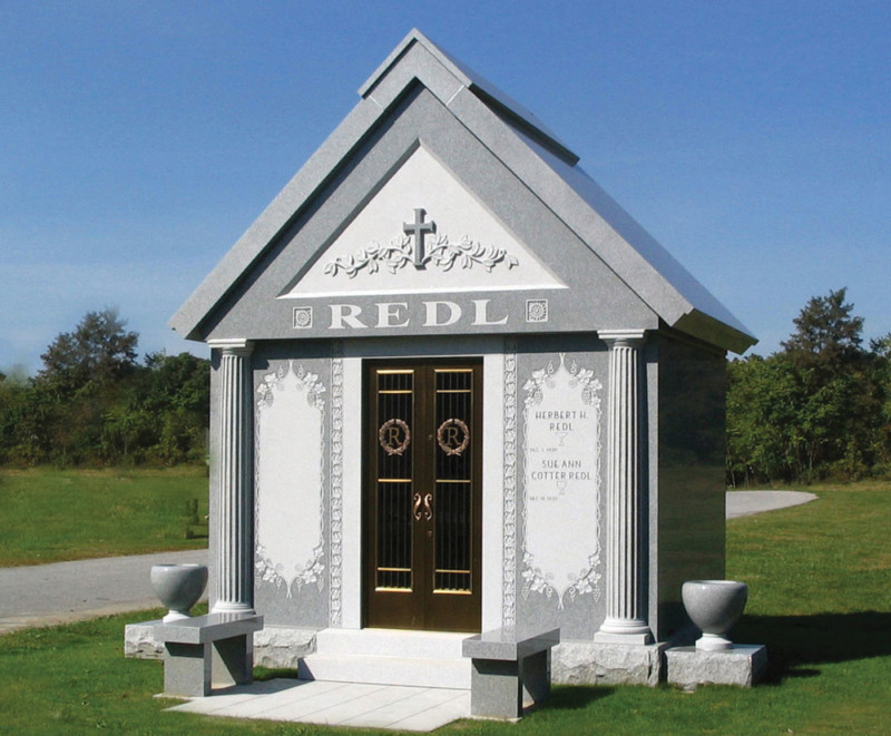 A Frame mausoleum.