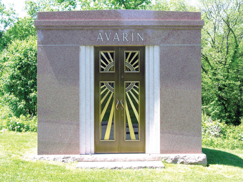 Polished granite mausoleum.