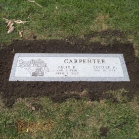 Custom engraved headstone.