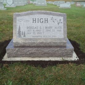 Custom engraved headstone.