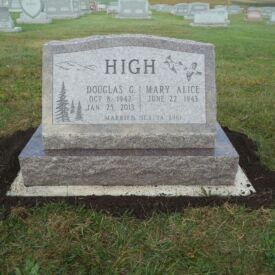 Custom engraved headstone.