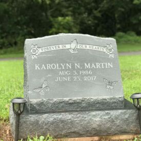 Custom engraved headstone.