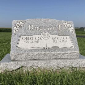 Custom engraved headstone.