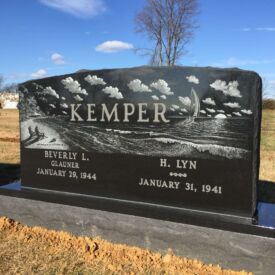 Custom headstone.