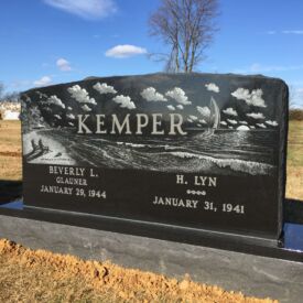Custom headstone.