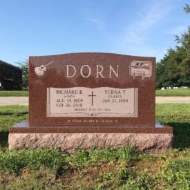 Custom engraved headstone.