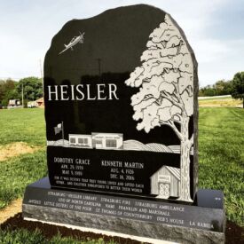 Custom engraved headstone.