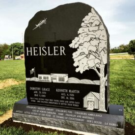 Custom engraved headstone.