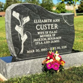 Custom engraved headstone.