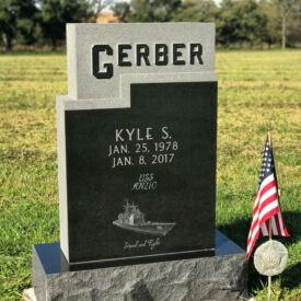 Custom engraved headstone.