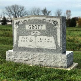 Custom engraved headstone.