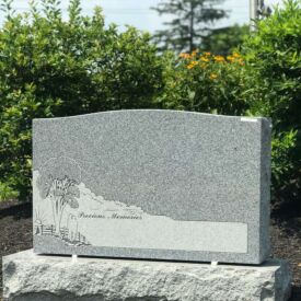 Custom engraved headstone.