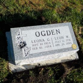 Custom engraved headstone.
