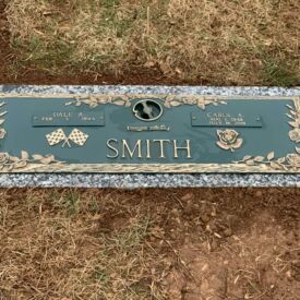 Custom bronze grave marker.