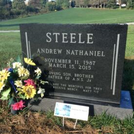 Custom engraved headstone.