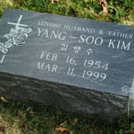 Custom engraved headstone.