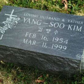 Custom engraved headstone.