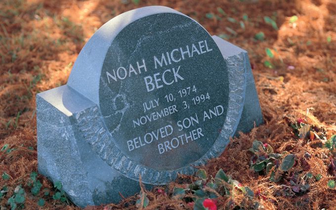 Granite grave marker.