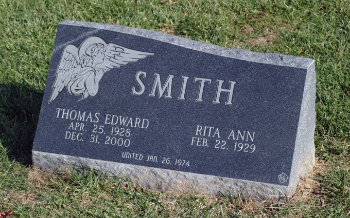 Granite grave marker.