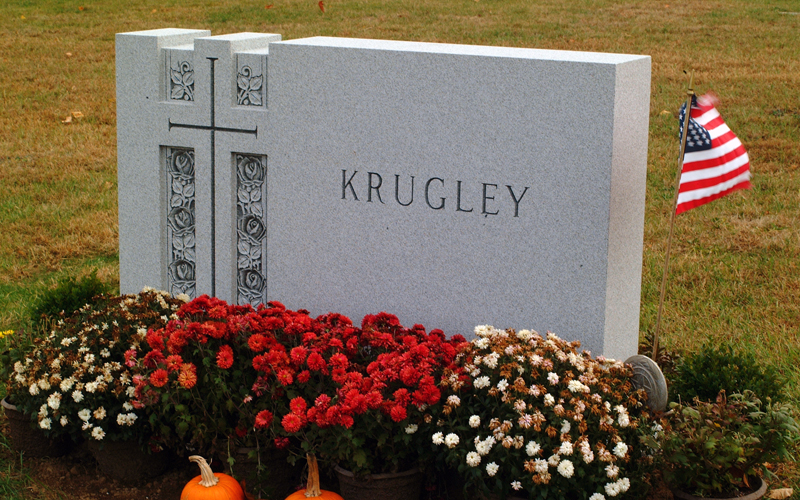 Granite grave marker.