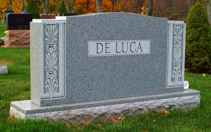 Granite grave marker.