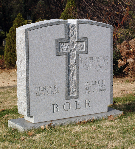 Granite grave marker.