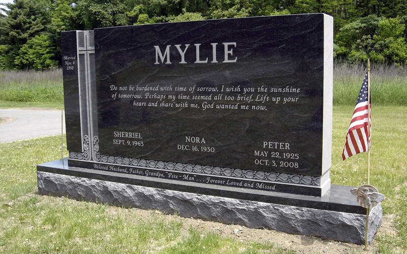 Granite grave marker.