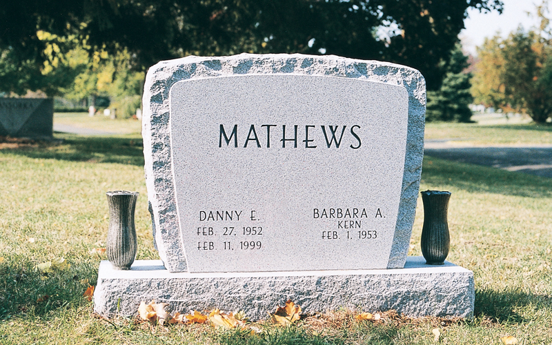 Granite grave marker.